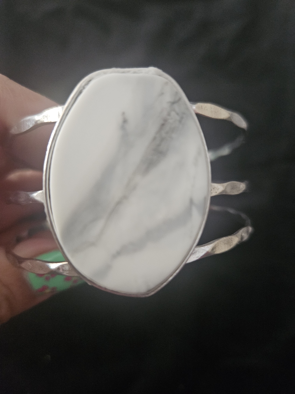 paparazzi White Howlite Silver-Tone Cuff Bracelet
